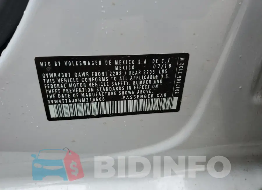 3VW4T7AJ9HM216508 Photo# 13