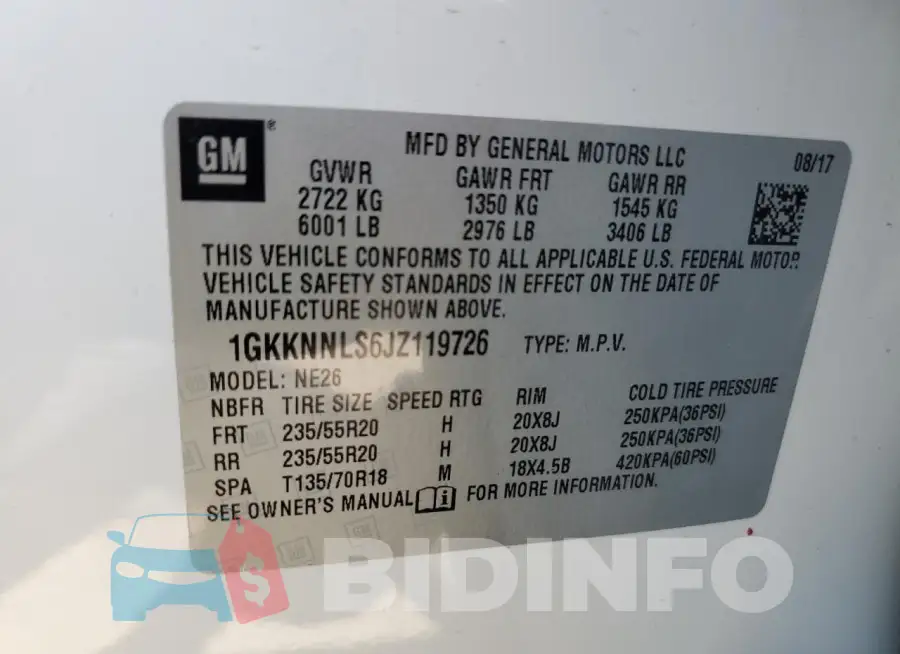 1GKKNNLS6JZ119726 Photo# 13