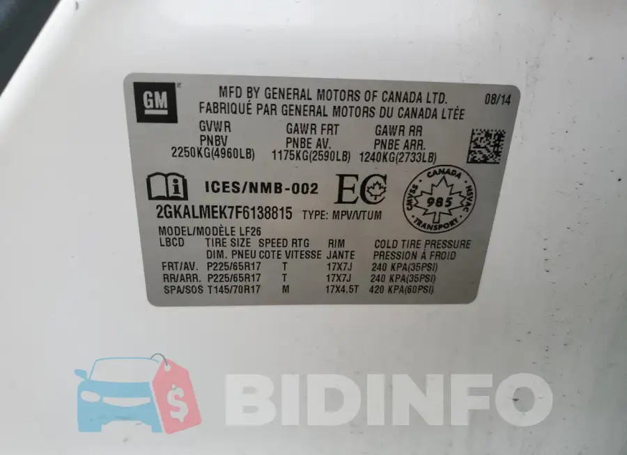 2GKALMEK7F6138815 Photo# 13