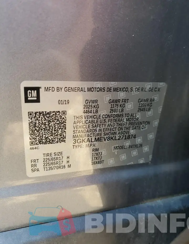 3GKALMEV8KL271874 Photo# 13