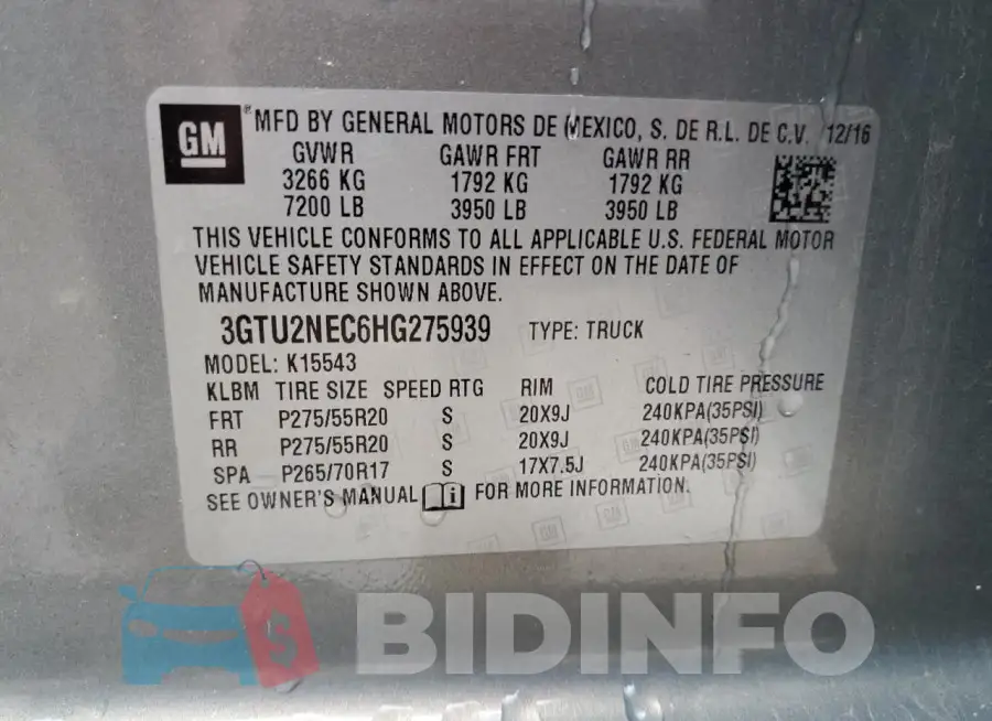 3GTU2NEC6HG275939 Photo# 12