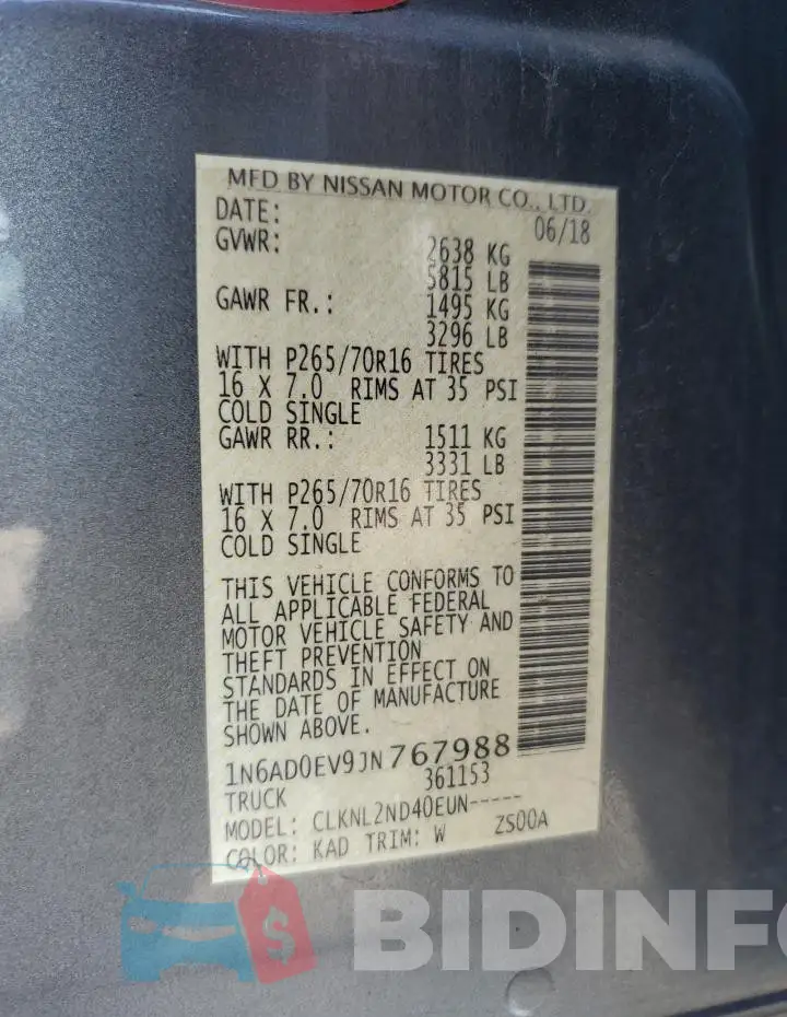 1N6AD0EV9JN767988 Photo# 13