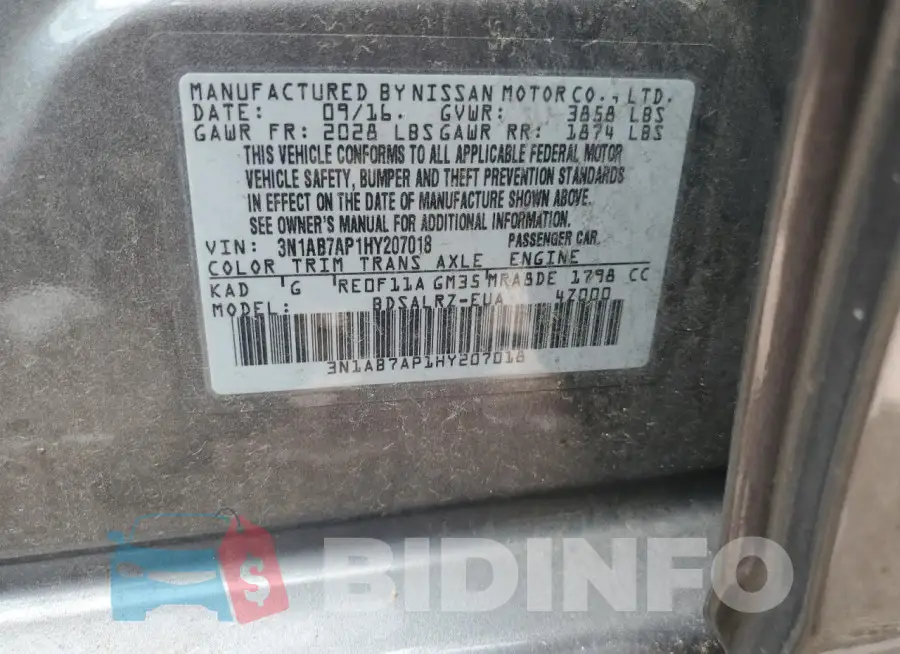 3N1AB7AP1HY207018 Photo# 12