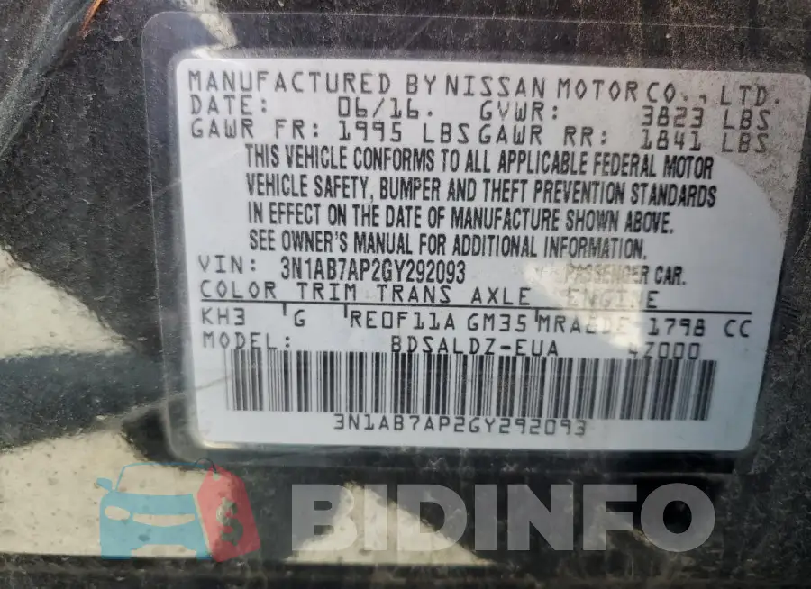 3N1AB7AP2GY292093 Photo# 12