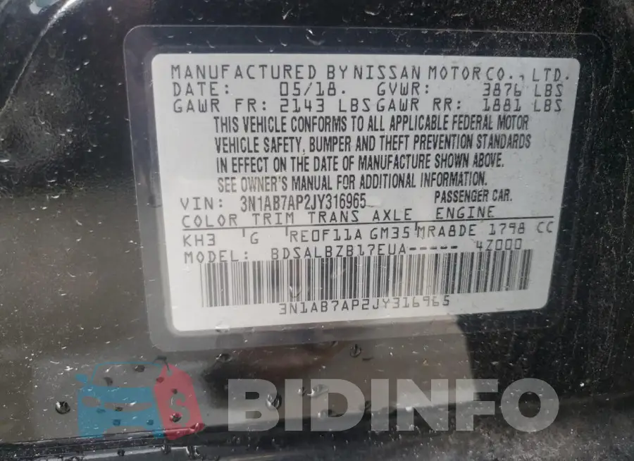 3N1AB7AP2JY316965 Photo# 13