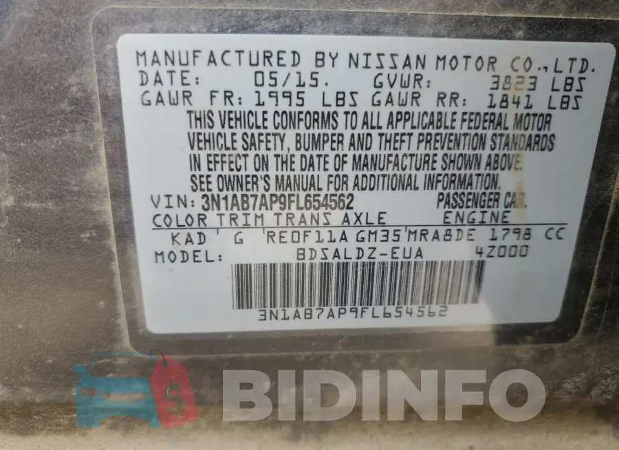 3N1AB7AP9FL654562 Photo# 12