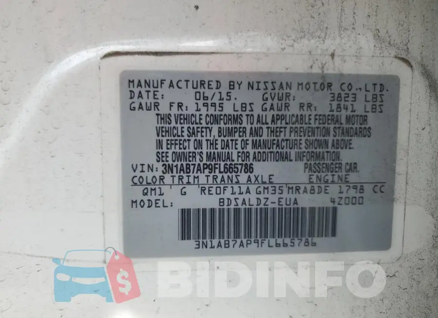3N1AB7AP9FL665786 Photo# 12