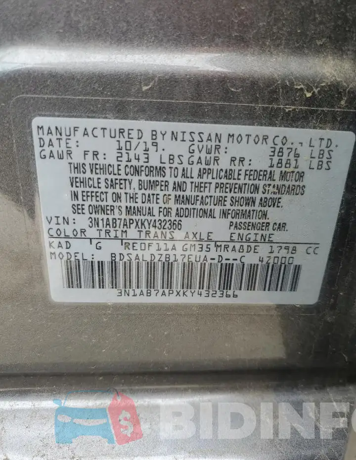 3N1AB7APXKY432366 Photo# 13