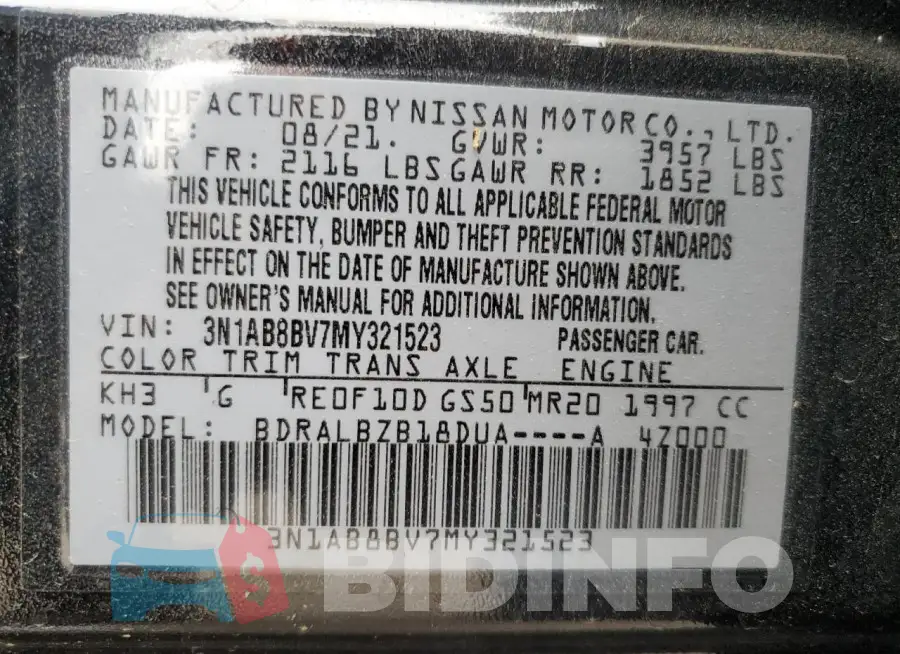 3N1AB8BV7MY321523 Photo# 12