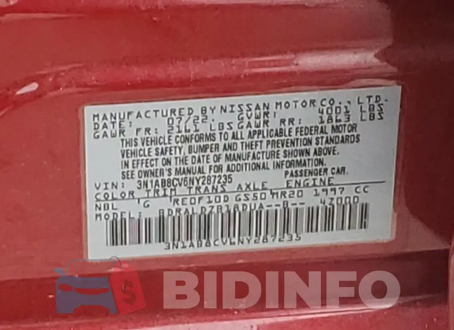 3N1AB8CV6NY287235 Photo# 12