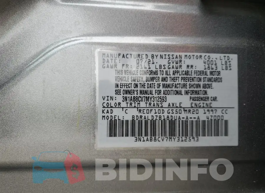 3N1AB8CV7MY312593 Photo# 12