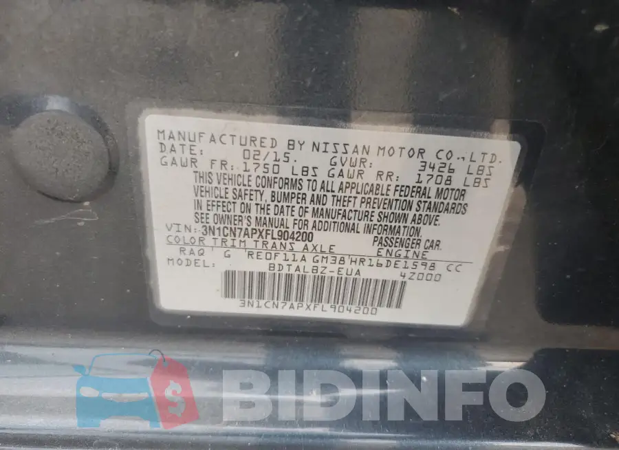 3N1CN7APXFL904200 Photo# 13