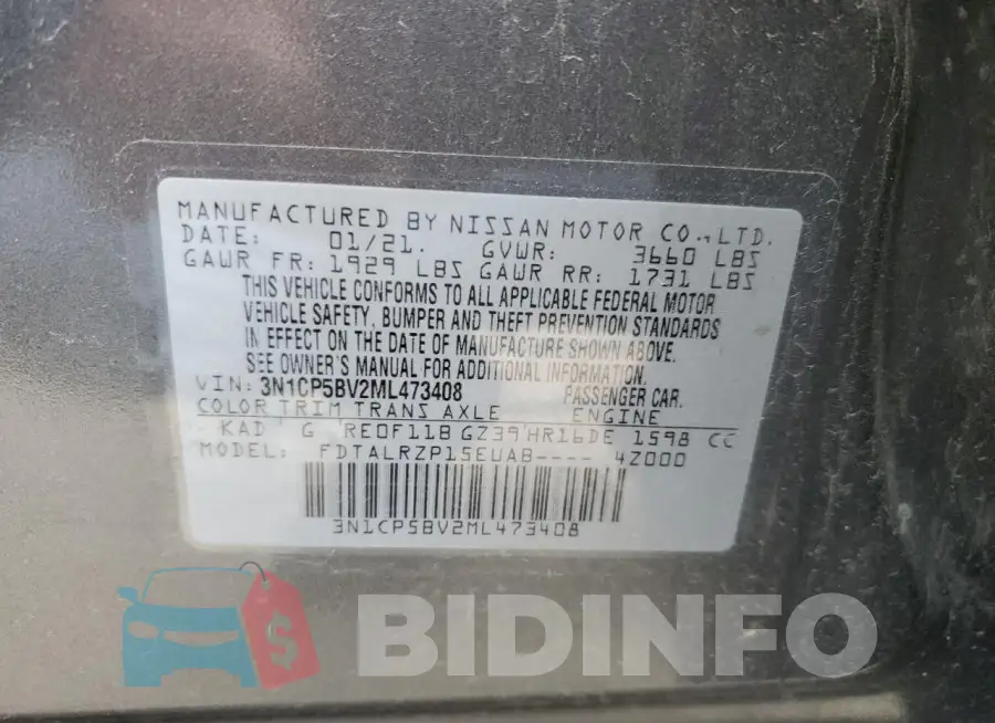 3N1CP5BV2ML473408 Photo# 13