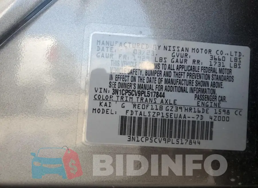 3N1CP5CV9PL517844 Photo# 12