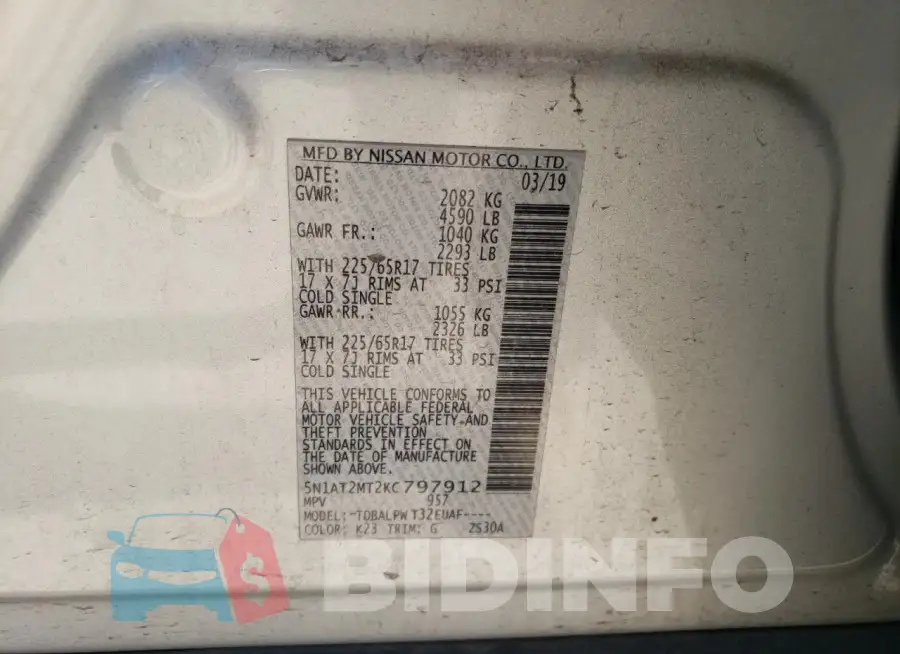 5N1AT2MT2KC797912 Photo# 12