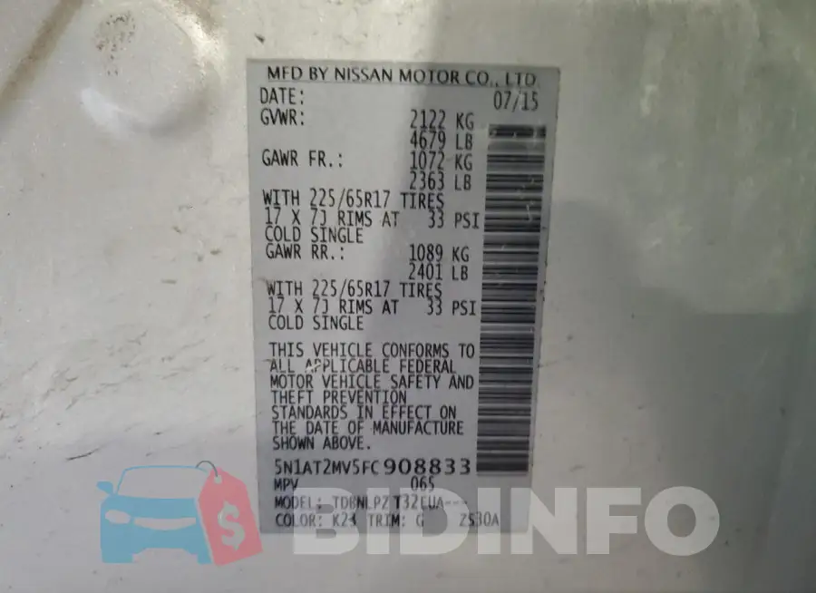 5N1AT2MV5FC908833 Photo# 13