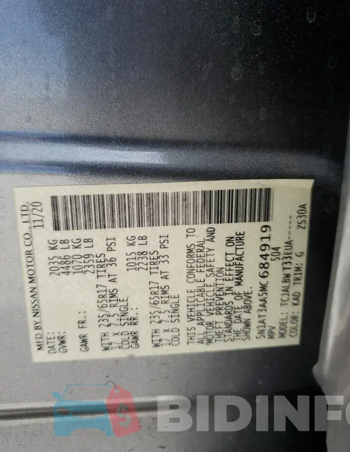 5N1AT3AA5MC684919 Photo# 13