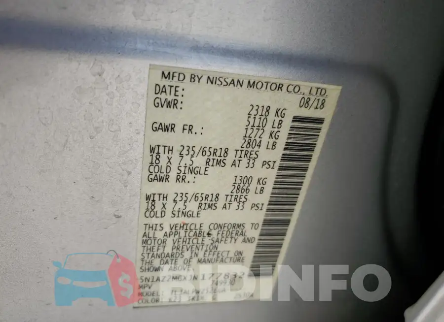 5N1AZ2MGXJN177832 Photo# 13