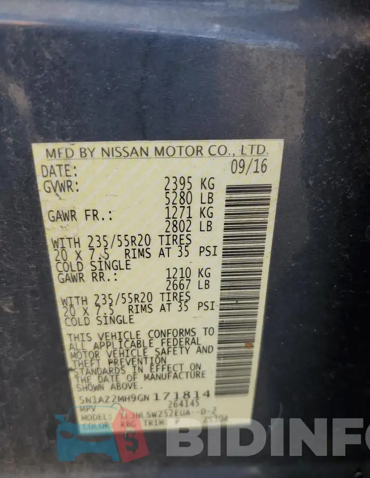 5N1AZ2MH9GN171814 Photo# 13