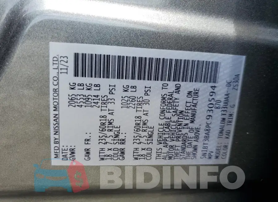5N1BT3BA8PC930594 Photo# 13