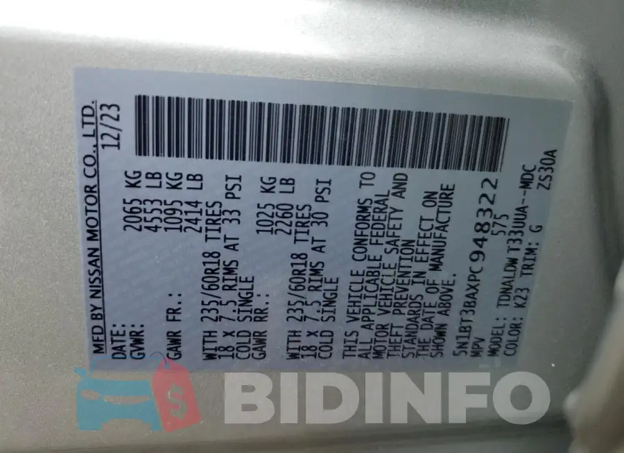 5N1BT3BAXPC948322 Photo# 13