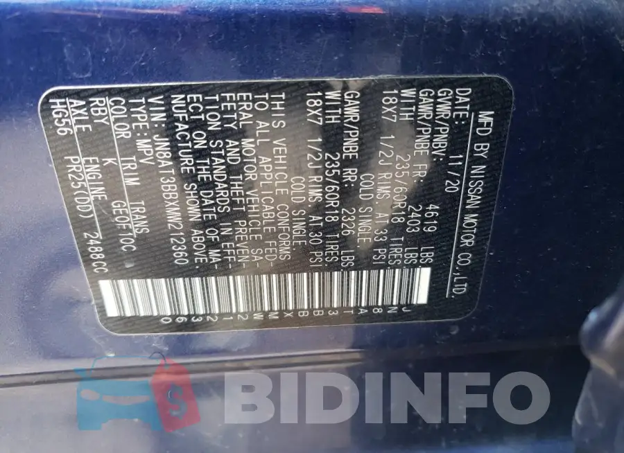JN8AT3BBXMW212360 Photo# 13