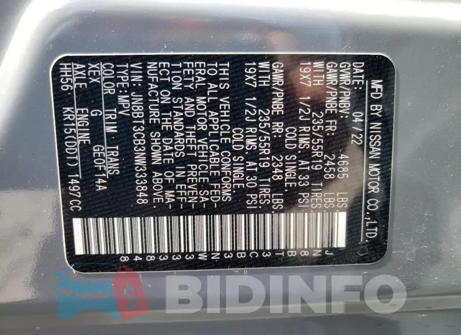 JN8BT3CB3NW333848 Photo# 14