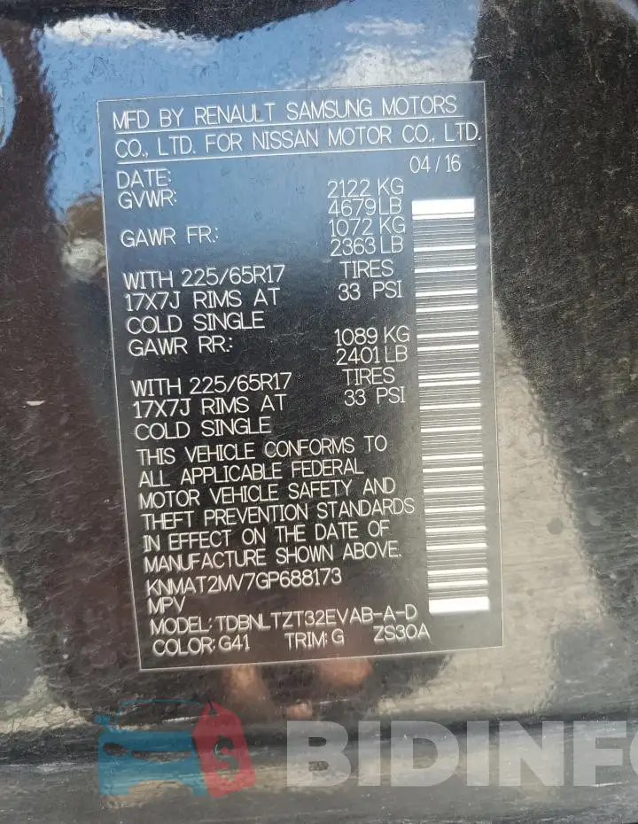 KNMAT2MV7GP688173 Photo# 13