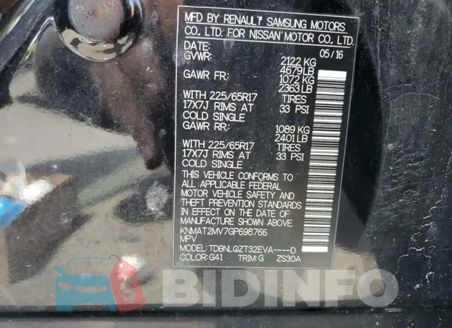 KNMAT2MV7GP698766 Photo# 14