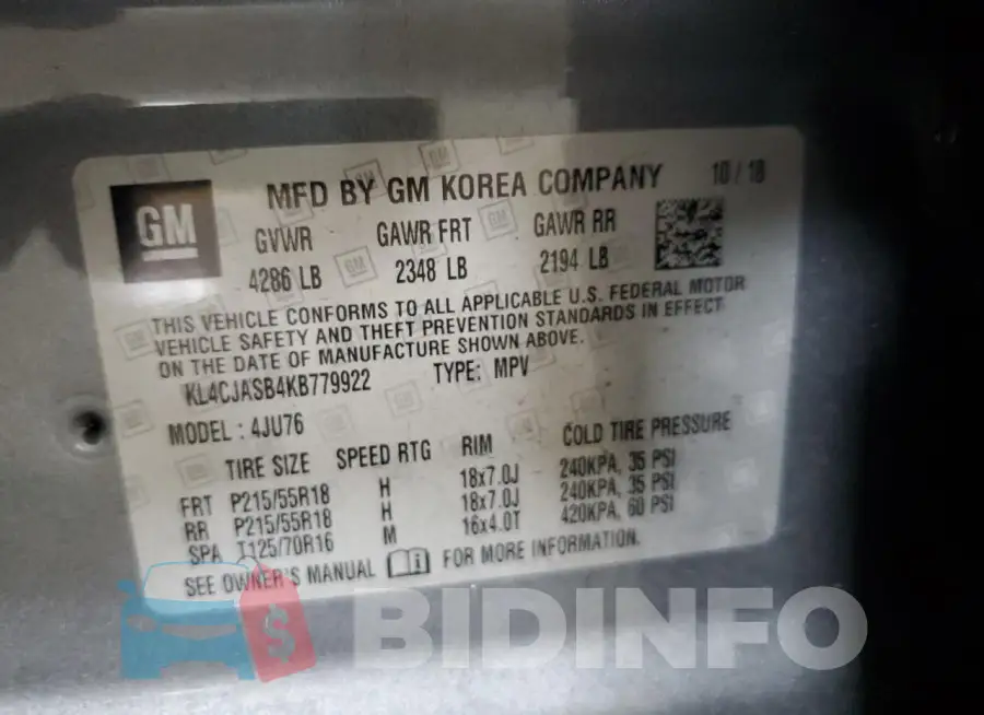 KL4CJASB4KB779922 Photo# 13