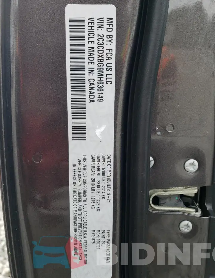 2C3CDXBG9MH636149 Photo# 13