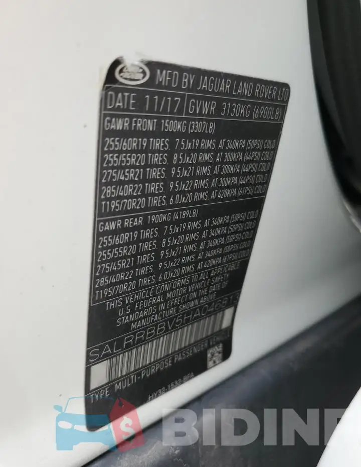 SALRRBBV5HA046813 Photo# 12