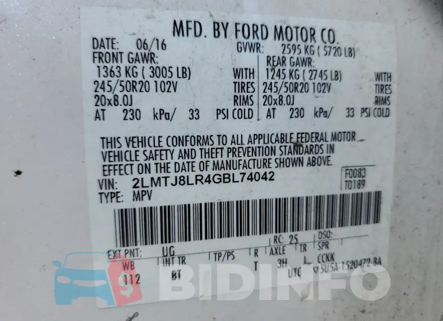 2LMTJ8LR4GBL74042 Photo# 13