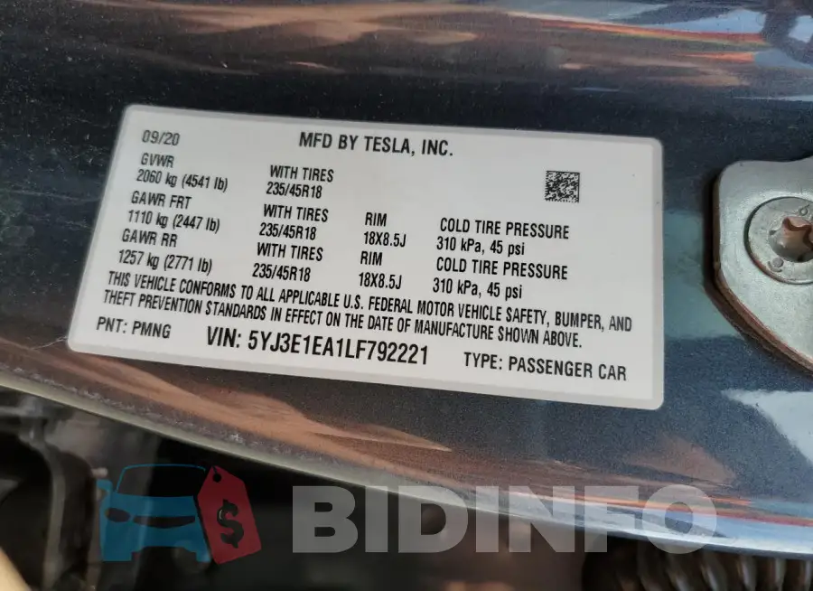 5YJ3E1EA1LF792221 Photo# 12
