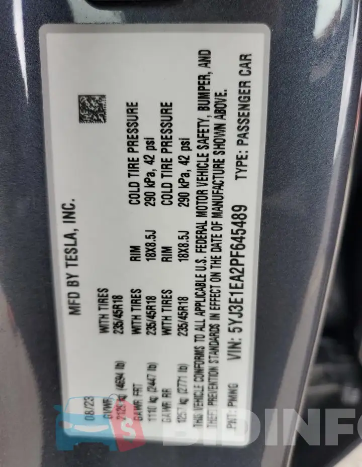 5YJ3E1EA2PF645489 Photo# 12