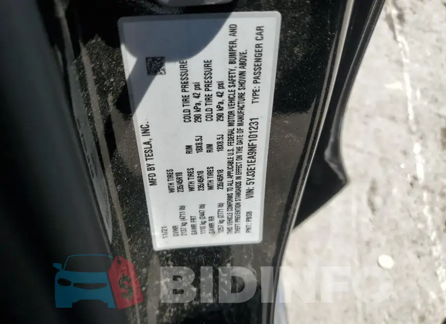 5YJ3E1EA9NF101231 Photo# 12