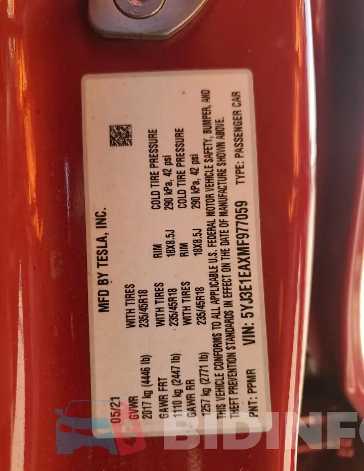 5YJ3E1EAXMF977059 Photo# 13
