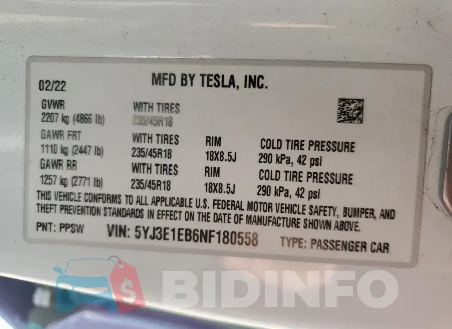 5YJ3E1EB6NF180558 Photo# 12