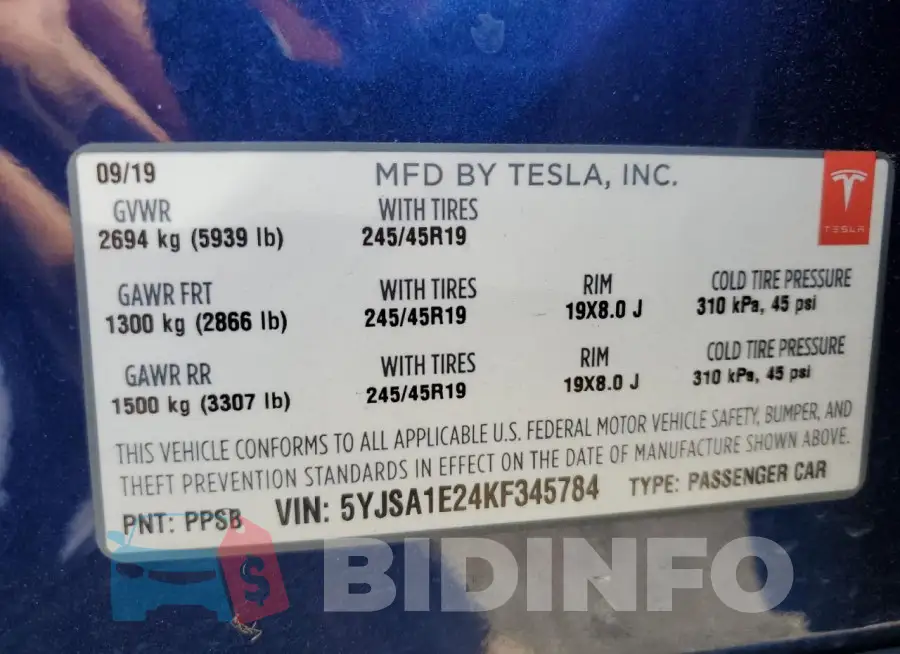 5YJSA1E24KF345784 Photo# 12