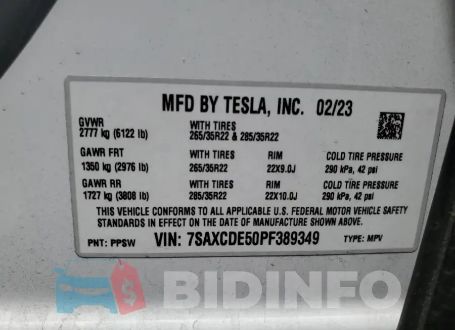 7SAXCDE50PF389349 Photo# 14