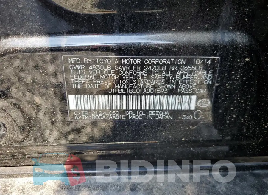 JTHBE1BL0FA001593 Photo# 12