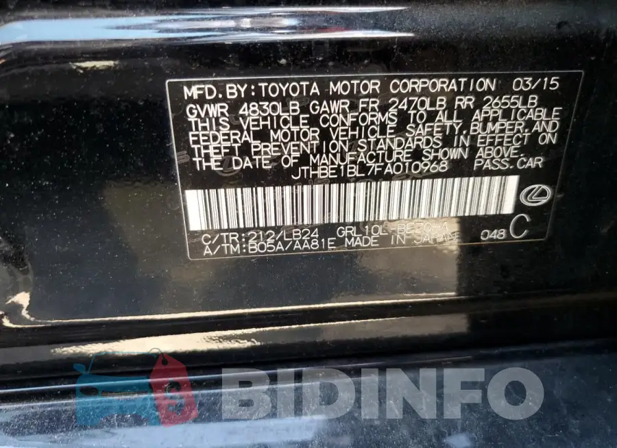 JTHBE1BL7FA010968 Photo# 12