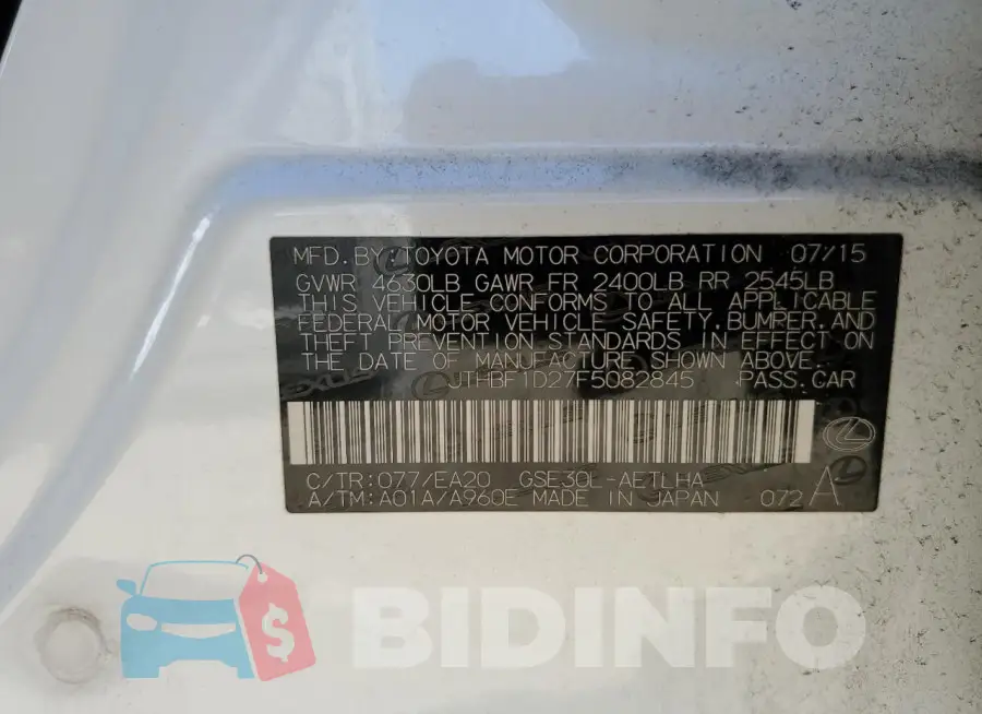JTHBF1D27F5082845 Photo# 13