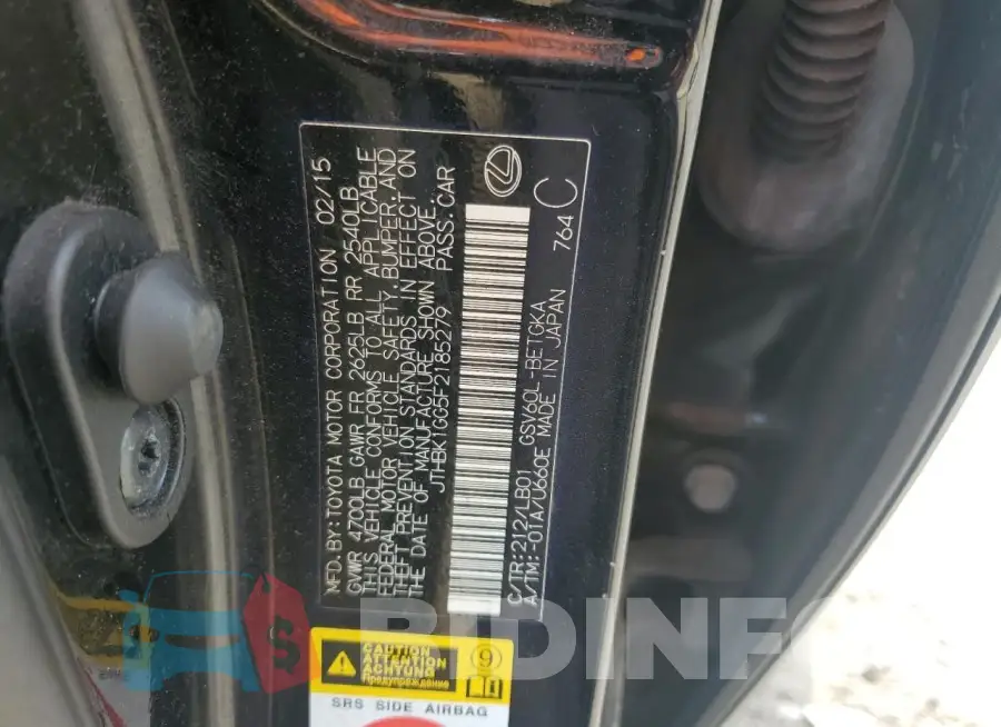 JTHBK1GG5F2185279 Photo# 12