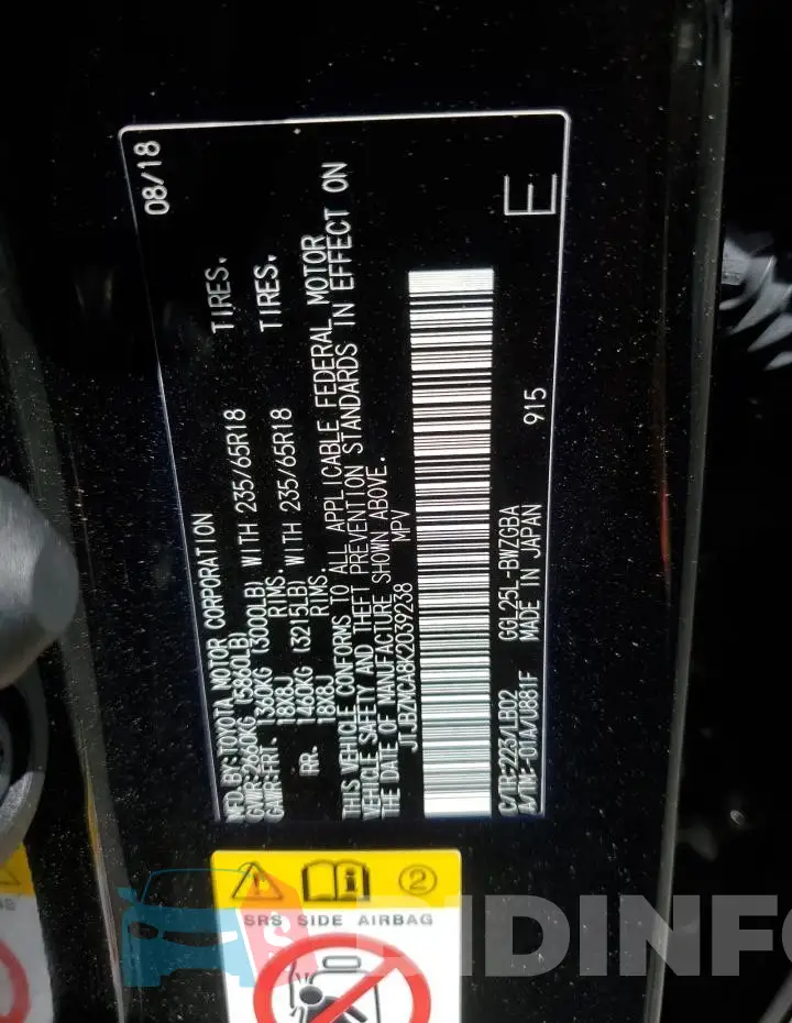 JTJBZMCA8K2039238 Photo# 13