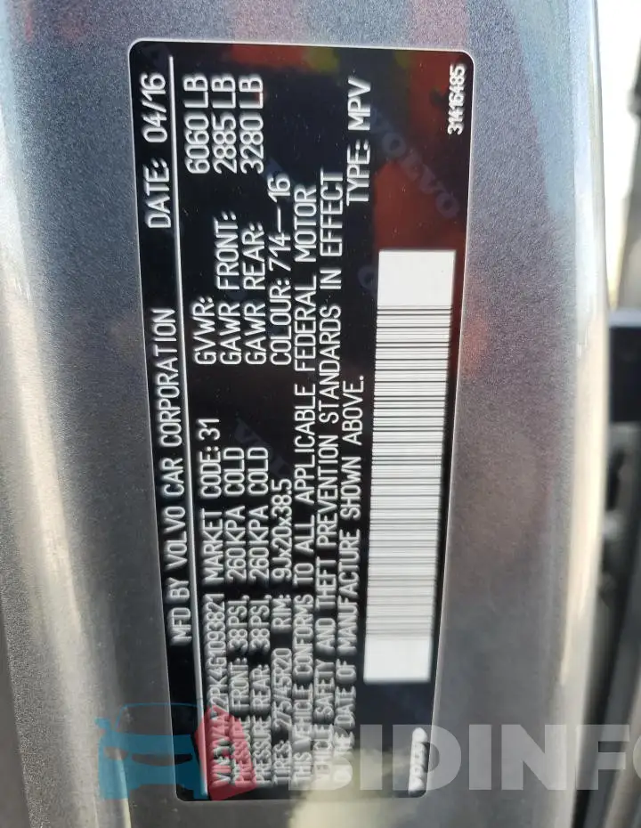 YV4A22PK4G1093821 Photo# 13