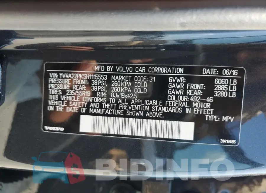 YV4A22PK5H1115553 Photo# 13