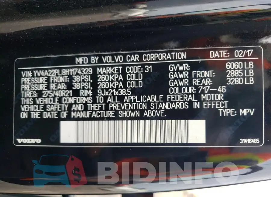 YV4A22PL8H1174329 Photo# 13
