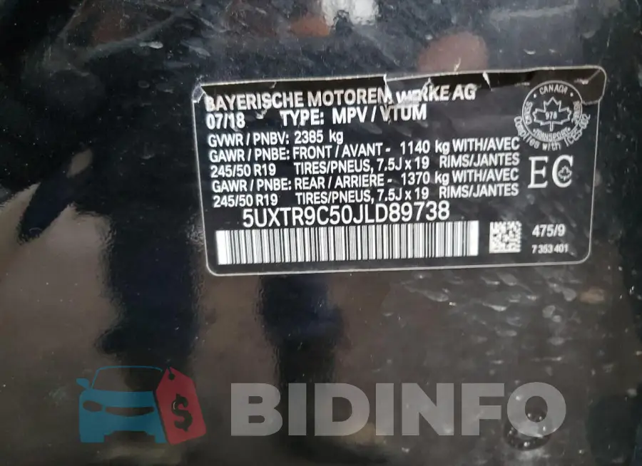 5UXTR9C50JLD89738 Photo# 14