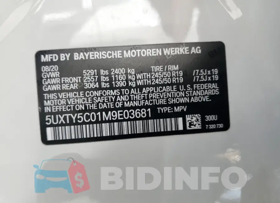 5UXTY5C01M9E03681 Photo# 13